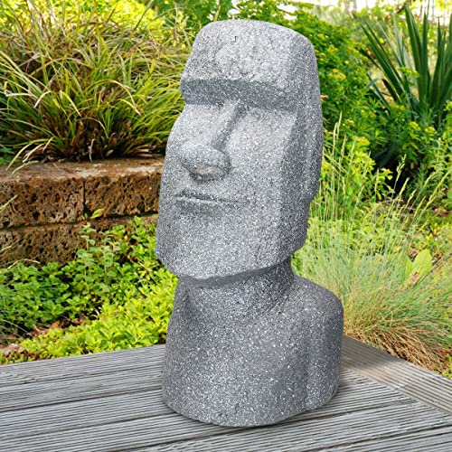 ECD Germany Figurine Moai Tête de Rapa NUI 53,5 cm de Haut, Gris, en Polyrésine Résistant aux Intempéries, Statue Décorative Île de Pâques Ornement de Jardin Sculpture pour Intérieur et Extérieur