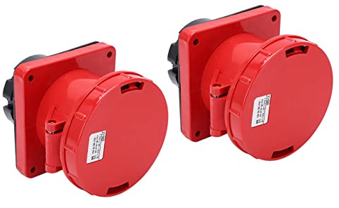 2 Pièces Prise de Verrouillage à Montage Encastré Prises de Courant Industrielles Droites 125A 3 Pôles IP67 étanche de Qualité Industrielle Robuste 380-415V(3P+N+T 5Pin)