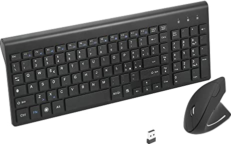 Combinación de ratón y teclado ergonómicos verticales inalámbricos de 2,4 GHz Tamaño portátil ultrafino para PC de sobremesa ordenador portátil portátil Mac Tablet (Right-handed)