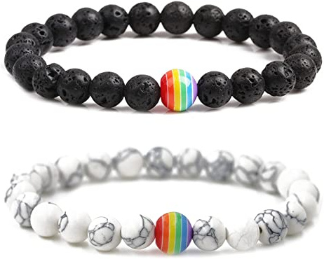 TTBDDM 2 stycken kjol pärlarmband, avståndsarmband, Gay Pride-armband, partnerarmband, energiarmband, för män och kvinnor bröllopsdag gåva