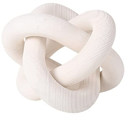 Wood Knot Chain Link Decor - 3 Link Boho Wooden Hand Carved Decorative Wooden Links Knots for Coffee Table Entryway Modern Farmhouse Shelf Decoration