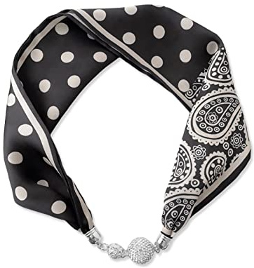 LumiSyne Femme Mode Foulards En Soie Collier Boucle Magnétique Pratique Avec Strass Bling Petit Étroit Foulard Décoratif Bijoux Pendentif Écharpe Fichu Bandeau Au Poignet Écharpe Bijoux