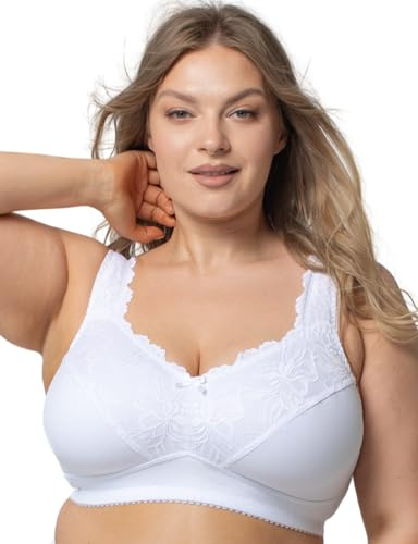 Kudreshov Lingerie Femme Amelia Soutien-gorge Minimiseur sans Armature - Confortable Sous-vêtements en Coton avec Bretelles Larges - Confort sans Armature pour Grandes Poitrines avec Forte Maintien