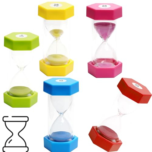 Sanduhr für Kinder, Sanduhre, Eieruhren Set, Sand Timer Sanduhr 3 10 15 20 30 Minuten Timer, für Schule, Klassenzimmer Spiele, Farben Sanduhren Set für Kinde, Zuhause Küche