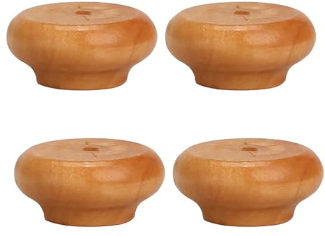 Generic Wooden Furniture Legs, Solid Wood Sofa Legs Set of 4, Wood Cabinets Replacement Furniture feet with Rubber Protection Pad & Screws (2cm,Clear Lacquer)