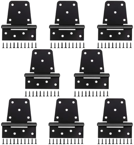 3-1/2 Heavy Duty Gate Hinges, 8 Pack Black Iron Shed Door T Hinges for Barn Wood Fence With 144PCS Screws