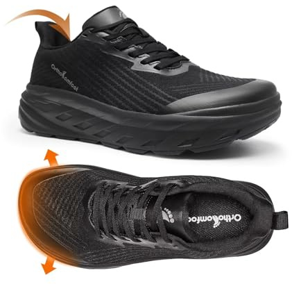 Women's Orthopedic Diabetic Wide Sneakers: Stylish Neuropathy Recovery Supportive Tennis Shoes, Comfort Cushion Ankle Pain Relief Plantar Fasciitis Fashion Sneakers Black Size 8
