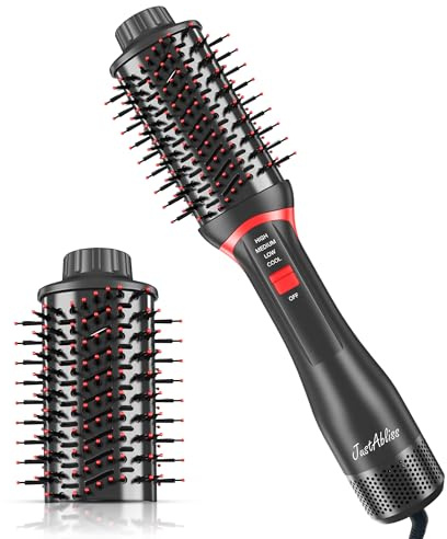 Brosse Chauffante Brushing Soufflante -1200W- Cheveux longs ou mi longs - One Step - Sèche, Lisse & Donne du Volume – Hair Dryer Styler avec Technologie Ionique & Céramique- Lisseur & Volumisante