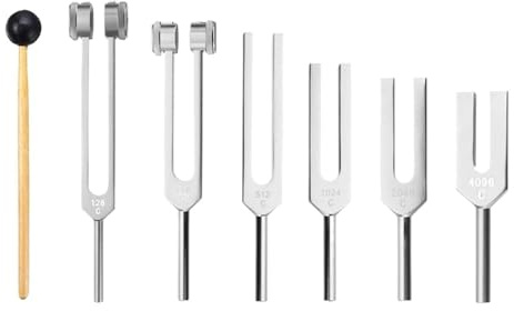 Stämgaffelset 6 delar/set 128 Hz 256 Hz 512 Hz 1024 Hz 2048 Hz 4096 Hz stämgaffel med hammare stämgaffel kit ljud vibrationsverktyg