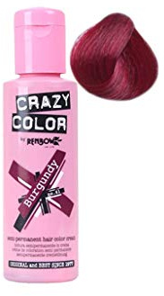 Crazy Color Semi-Permanent Hair Color Cream 4 Bottles of Burgundy 100 ml