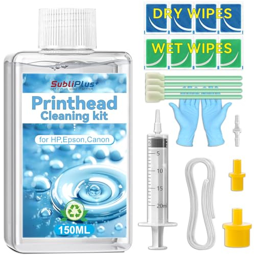 SubliPlus+ Printhead Cleaning Kit, 150ml Print Head Cleaning Kit for Epson Ecotank Printer Nozzle, Best for HP Officejet Pro, Cleaner Solution for Canon Pixma