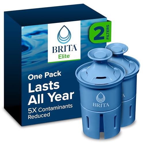 Brita Filter Replacements for Water Pitchers and Dispensers, Elite, NSF Certified to Remove 99% of Lead, 2 Count, Blue