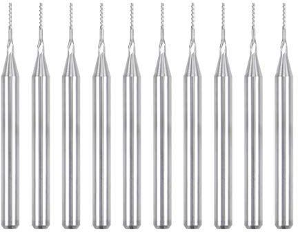 sourcing map 10 Stücke 0,5mm Hartmetall Schaftfräser Gravur Fräser für PCB Maschine, 1/8 schaft