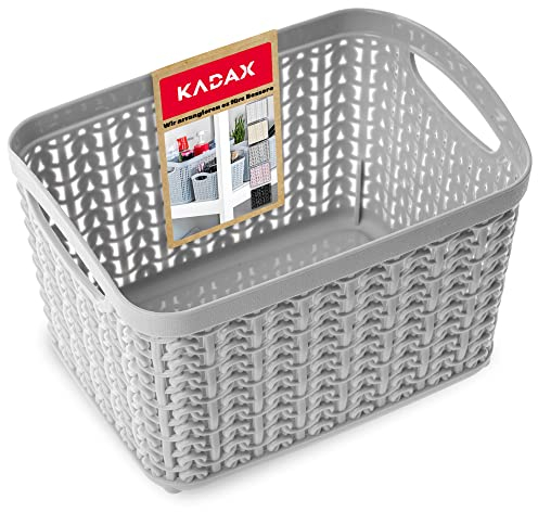 Cesto di stoccaggio kadax fatto di plastica, scatola di stoccaggio, cestino, bagno, camera per bambini, cestino universale leggero con manici, contenitori di stoccaggio, rettangolare (3.3L, grigio)
