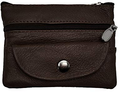 LOLUNA® Porte-Monnaie Cuir Format identité Compact 4 Poches - Monnaie - Clé - Carte crédit - Billet - pour Homme/Femme Plusieurs Couleur (Chocolat)