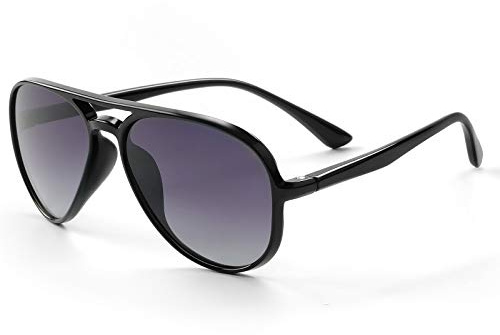 FONHCOO Kids Polarized Aviator Sunglasses for Girls Boys Toddler with Flexible Frame, UV400 Protection, Age 5-10 (Black)