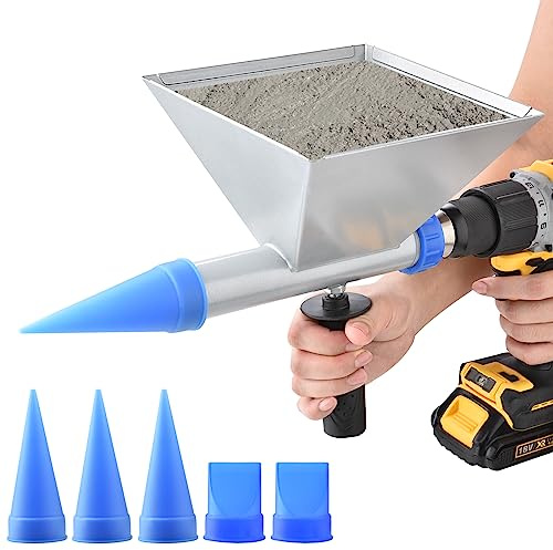 BOXmime Auger Mortar Caulking Gun,All-Metal Portable Pointing Grouting Caulking Sprayer With 5 Nozzles for Walls, Bricks, Floors (Not include Electric Drill)