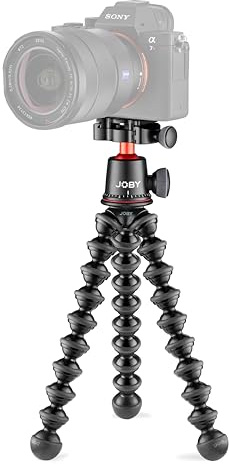 JOBY GorillaPod 3K Pro Kit, Flexibles Profi-Stativ aus Aluminium mit Kugelkopf, QR-Platte, Made in Italy, für Premium CSC/Spiegellose Kamera, 3 kg Traglast, J91566-BWW
