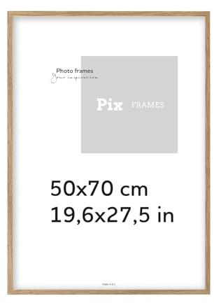 Pix FRAMES Marcos de Fotos - 50x70 cm - Marco Fotos de Madera - Marcos de Fotos - Elegante Marco para Colgar y Póster - Marco Moderno para Retratos - Roble