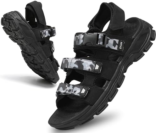 ZYLDK Men's Hiking Sandals Outdoor Sports Summer Beach Fisherman Leather Sandal Adjustable Walking Strap Trekking Casual Breathable Non-Slip Open Toe Sandals