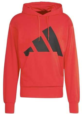 adidas Hombre Essentials Big Logo French Terry Hoodie Sweatshirt, Pure Ruby/Black, XL