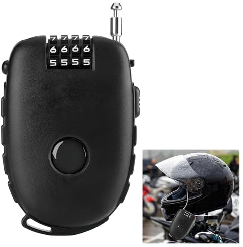 Einziehbares Kabelschloss, Zahlenschloss mit Drahtseil (90cm), mit 4 Zahlenscheiben- ideal als Scooterschloss, Fahrradschloss, Motorrädern, Gepäck usw