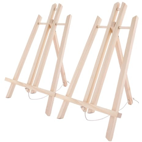 ASelected 2Pc Small Wooden Easel - 22x40CM Adjustable Tabletop Art Display Easel Stand for Displaying Canvas Paintings, Drawing, Weddings