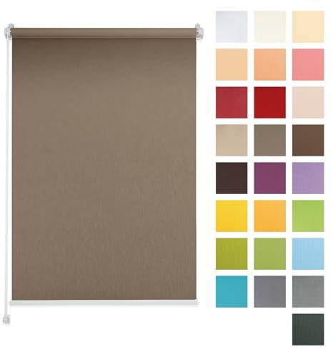 Rollos für Fenster ohne Bohren - 30% Verdunklungsrollo 24 Farben, Breite 30-129 cm, Höhe 150/220 cm, Fenster Rollos für Innen, Rollo ohne Bohren, Tuki Systems