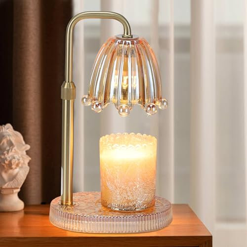 Lámpara calentadora de velas con temporizador, calentador eléctrico de cera para velas con altura ajustable y regulador de intensidad para cera perfumada, decoración de fragancias para el hogar y