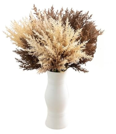 SHUIXIAYUE Plantes artificielles d'herbe de la pampa - Bouquets naturels pour la maison, la fête de mariage, la décoration de vase en plein air (café blanc)