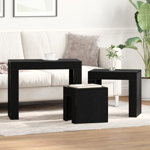 SKM 3-TLG. Satztisch-Set Schwarz Eiche Holzwerkstoff,Möbel,Tische,Ziertische,Couchtische,Schwarze Eiche,16.1KG,862070