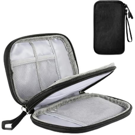 QiXinGYL Kabeltasche Organizer, Tech Pouch, Elektronische Taschen für Kabelorganizer Reise, Doppellagige Tragbare Ladekabel Organizer für Elektronik USB Powerbank Kabelaufbewahrungstasche(Schwarz)
