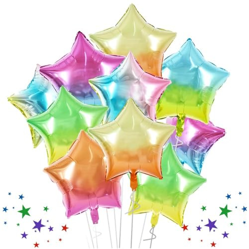 DecoGlee 30 st 45 cm stora färgglada stjärnformade folieballonger stora gradient stjärnor helium mylar ballonger för födelsedag bröllop baby shower årsdag förlovningsfest dekorationer tillbehör