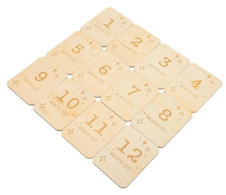 LOLIPPYY 12pcs Printed Wooden Discs Milestone Cards Growth Recording Cards for Boy Girl Birthday Home Decorations