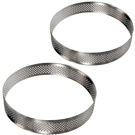 Alipis 2 Piezas Moldes de Tartas Redondos de Acero Inoxidable Perforados Anillos para Pasteles y Postres Antiadherentes y Duraderos para Tartas de Frutas y Mousses Cocina Profesional y