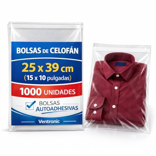 Bolsas de Celofán 100pcs Bolsas de Plástico Transparente Bolsas Opp 30 mic Autoadhesivas para Regalos camisas franelas regalo de Boda Bocadillos libros juguetes manualidades (100und.(25x39cm))