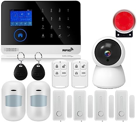 WiFi-larmsystem For Heminbrottstjuvssäkerhet Smart House-appkontroll 433MHz Trådlöst Med Rörelsesensorkamera Komplett Larmsystem(W2B Bundle 15)