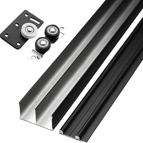 Kit de sistema de riel para puerta corredera con funcionamiento suave y diseño resistente a la abrasión para uso en cocina y armario
