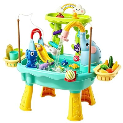 Tanxier Tavolo Acquatico Da Esterno - Gioco Di Pesca Design Elefante Giocattoli Estivi | Tavolo Gioco Acqua Esterno - Per Estate Giardino Campeggio Interno Asilo Scuola Materna Bambini e Bambine Età