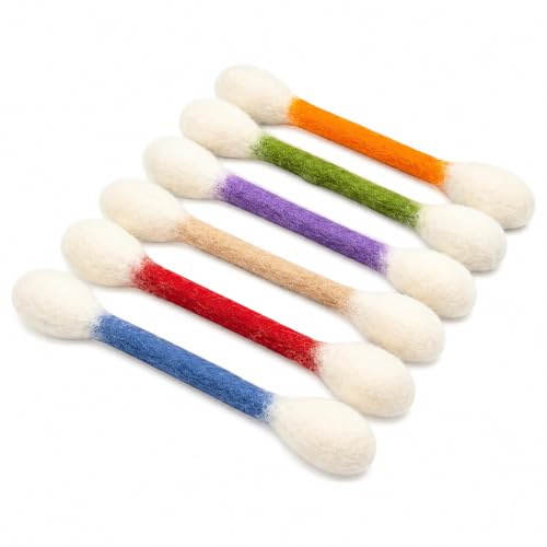 6 Pcs Giant Q Tip Cat Toy,Giant Cotton Swab Cat Toy with Catnip,Cats Chew Toys Interactive Felt Kitty Kickers Toys Sticks for Indoor Cats Kitten, Adult, for Pet Owner Gift Accessories (Multicolor)