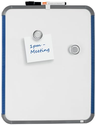 Nobo Magnetisk mini whiteboard med smal ram, bärbar, väggmonterbar, stående eller liggande format, integrerade bärhandtag och pennklämma, 360 x 280 mm, QB05442ASTD