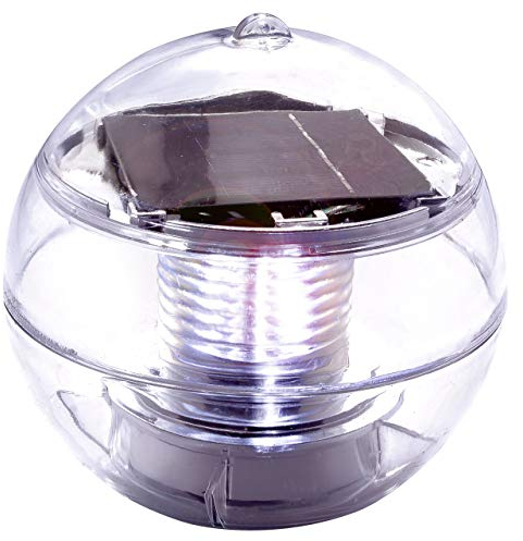 Nexos Trading Solar Schwimmkugel 2 LED weiß Solarlampe Kugel 11 x 11 x 11,5 cm Teichbeleuchtung Solarkugel Dekolicht Solarbeleuchtung