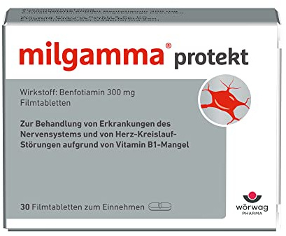 milgamma protekt, 30 Stück: Mit Benfotiamin zur Behandlung von Symptomen bei Nervenschäden infolge eines Vitamin-B1-Mangels, besonders hohe Bioverfügbarkeit, 1x tägliche Einnahme