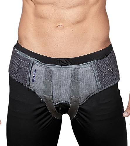Wonder Care - Cinturón de sujeción para hernia inguinal – Braguero con 2 almohadillas laterales de compresión extraíbles – negro