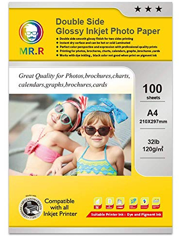 MR.R 120gsm A4X100 ark dubbelsidigt bläckstråle glansigt fotopapper klart vitt vattentätt glansigt torrt fotopapper
