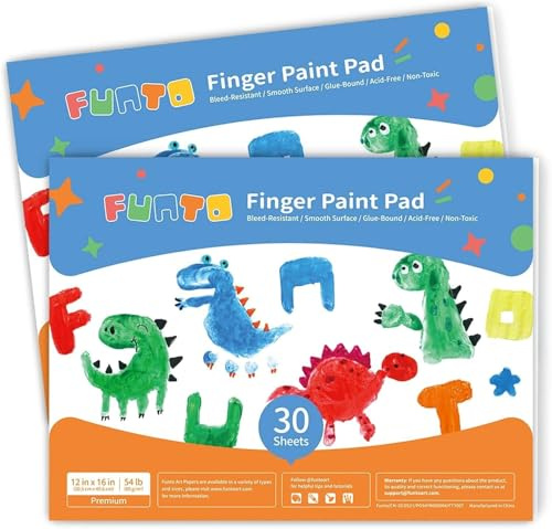 Funto Fingerfärgplatta för Barn, 60 Ark i Total, 12x16, 2-Paketer, Målningstillbehör för Småbarn, Tempera Färgplatta för Barn, Konstpapper för Fingermålning, Ritar och Konsttillbehör