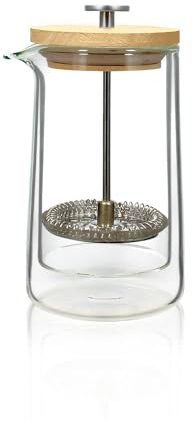 OGO LIVING - CAFETIÈRE À PISTON 350ML EN VERRE DOUBLE PAROI COUVERCLE BOIS - 7912150