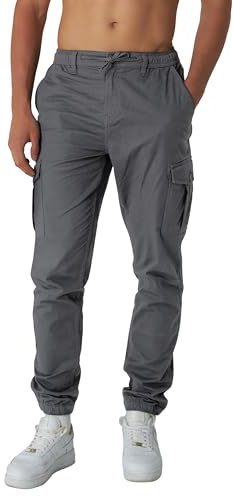 Smith & Solo Pantalon Cargo Homme - Vêtement de Travail en Coton Chino Stretch Actif avec Poches et Cordon de Serrage (Anthracite, L)