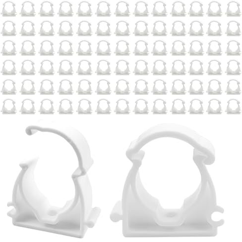 Lot de 80 colliers de serrage à charnière simple de 20 mm de diamètre - Clips de conduits emboîtables - Colliers de serrage en plastique jusqu'à 95 °C - Support de tuyau pour tuyauterie de plomberie