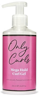 Only Curls Mega Hold Curl Gel, 250ml, Curly Hair Product, Curl Definer & Frizz-Control, Long Lasting Styling Gel, Strong Hold, Defined, Frizz-Free Curls Without Stickiness, For All Curly Hair Types